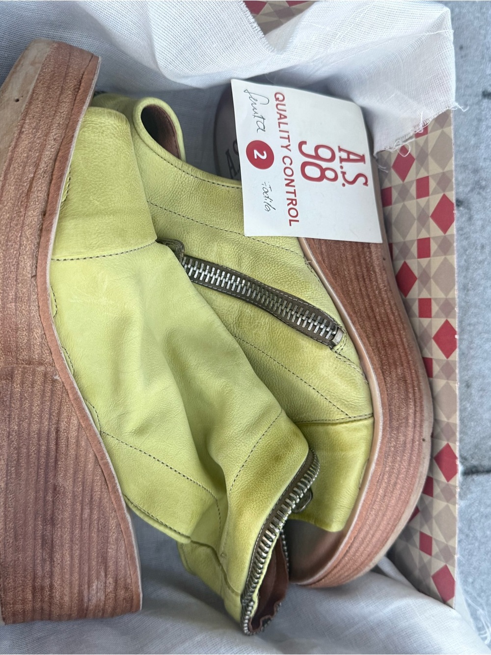A.S.98 Yellow Open-Toe Zip Wedge Sandals - Picture 14 of 16